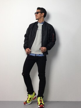 「unrelaxing（アンリラクシング）のアイテム（パンツ）」を使った、ryoma nagaokaさん（メンズ・182cm）の冬コーディネート
