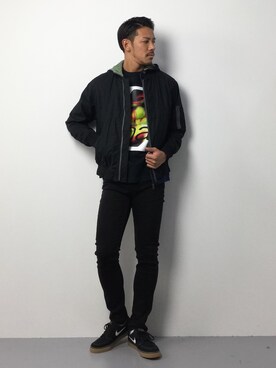 「BEAMS（ビームス）のアイテム（MA-1）」を使った、ryoma nagaokaさん（メンズ・182cm）の冬コーディネート