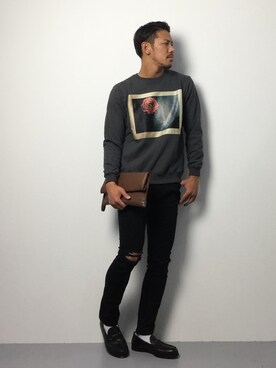 「PADRONE（パドローネ）のアイテム（モカシン/デッキシューズ）」を使った、ryoma nagaokaさん（メンズ・182cm）の冬コーディネート