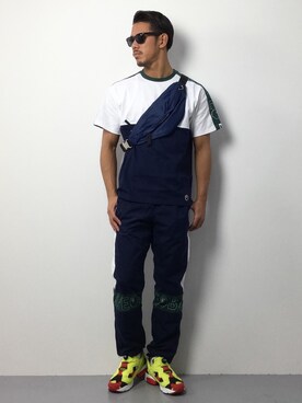 「アイテム（ボディバッグ/ウエストポーチ、ブルー系）」を使った、ryoma nagaokaさん（メンズ・182cm）の春コーディネート