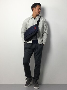 「アイテム（メッセンジャーバッグ、ブルー系）」を使った、ryoma nagaokaさん（メンズ・182cm）の春コーディネート