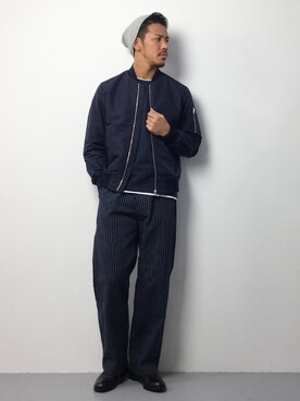 「ADAM ET ROPE'（アダムエロペ）のアイテム（MA-1）」を使った、ryoma nagaokaさん（メンズ・182cm）の春コーディネート