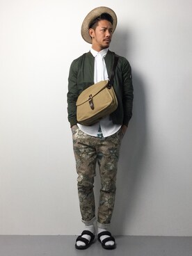 「CASPER JOHN（キャスパージョン）のアイテム（MA-1）」を使った、ryoma nagaokaさん（メンズ・182cm）の春コーディネート