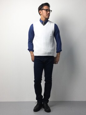 「SHIPS JET BLUE（シップスジェットブルー）のアイテム（デニムパンツ）」を使った、ryoma nagaokaさん（メンズ・182cm）の春コーディネート