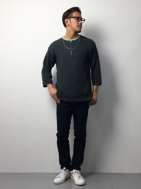 「MONKEY TIME（モンキータイム）のアイテム（ニット/セーター）」を使った、ryoma nagaokaさん（メンズ・182cm）の春コーディネート