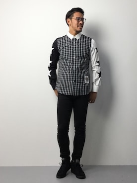 「Education from Youngmachines（エデュケーションフロムヤングマシーン）のアイテム」を使った、ryoma nagaokaさん（メンズ・182cm）の春コーディネート