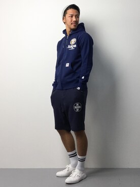 「アイテム（スウェット、ブルー系）」を使った、ryoma nagaokaさん（メンズ・182cm）の春コーディネート