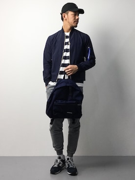 「niko and...（ニコアンド）のアイテム（MA-1）」を使った、ryoma nagaokaさん（メンズ・182cm）の春コーディネート