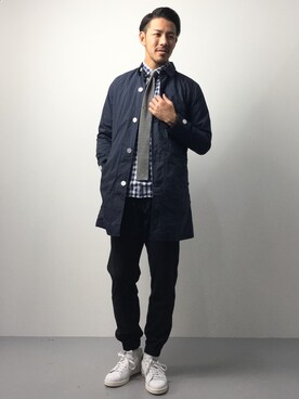 「SHIPS JET BLUE（シップスジェットブルー）のアイテム（ステンカラーコート）」を使った、ryoma nagaokaさん（メンズ・182cm）の春コーディネート