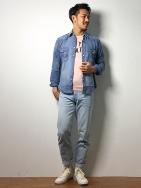 「ADPOSION（アドポーション）のアイテム（トップス）」を使った、ryoma nagaokaさん（メンズ・182cm）の春コーディネート