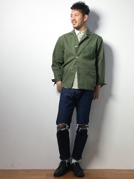 「EDIFICE（エディフィス）のアイテム（カバーオール）」を使った、ryoma nagaokaさん（メンズ・182cm）の春コーディネート