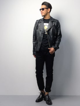 「L.H.P（エルエイチピー）のアイテム（ライダースジャケット）」を使った、ryoma nagaokaさん（メンズ・182cm）の春コーディネート