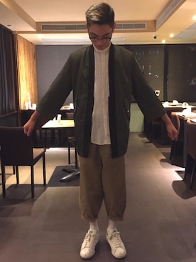 「asos（エイソス）のアイテム（ダウンジャケット/コート）」を使った、Colin Huangさん（メンズ・177cm）の秋コーディネート