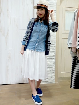 「B'2nd（ビーセカンド）のアイテム（帽子）」を使った、B'2nd re'quaさん（レディース・163cm）の春コーディネート