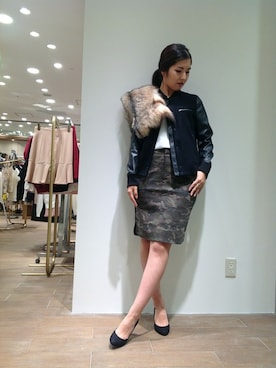 「ファー」｜「アイテム（スタジャン）」を使った、B'2nd re'quaさん（レディース・166cm）の秋コーディネート