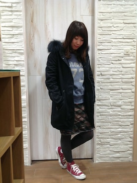 「B'2nd（ビーセカンド）のアイテム（モッズコート）」を使った、B'2nd re'quaさん（レディース・163cm）の冬コーディネート