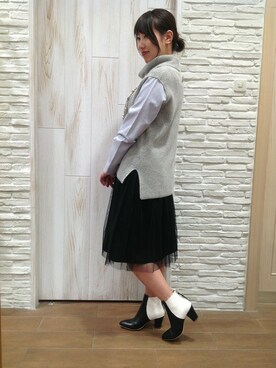 「B'2nd（ビーセカンド）のアイテム（ブーティ）」を使った、B'2nd re'quaさん（レディース・163cm）の冬コーディネート