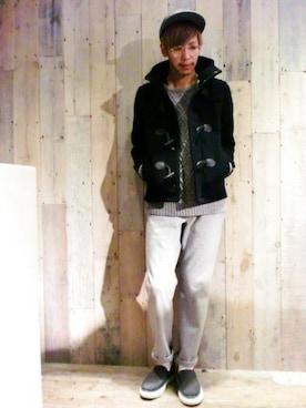 「HARE（ハレ）のアイテム（ダッフルコート）」を使った、藤森大輝さん（メンズ・172cm）の秋コーディネート