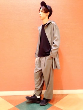 「HARE（ハレ）のアイテム（帽子）」を使った、藤森大輝さん（メンズ・172cm）の春コーディネート