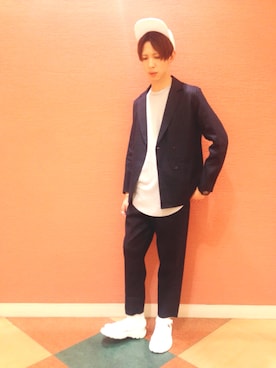 「Champion（チャンピオン）のアイテム（レッグウェア）」を使った、藤森大輝さん（メンズ・172cm）の春コーディネート