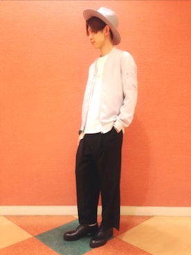 「HARE（ハレ）のアイテム（ハット）」を使った、藤森大輝さん（メンズ・172cm）の春コーディネート