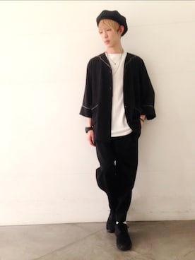 「HARE（ハレ）のアイテム（ハンチング/ベレー帽）」を使った、藤森大輝さん（メンズ・172cm）の夏コーディネート