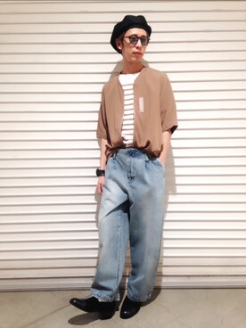 「HARE（ハレ）のアイテム（ハンチング/ベレー帽）」を使った、藤森大輝さん（メンズ・172cm）の夏コーディネート