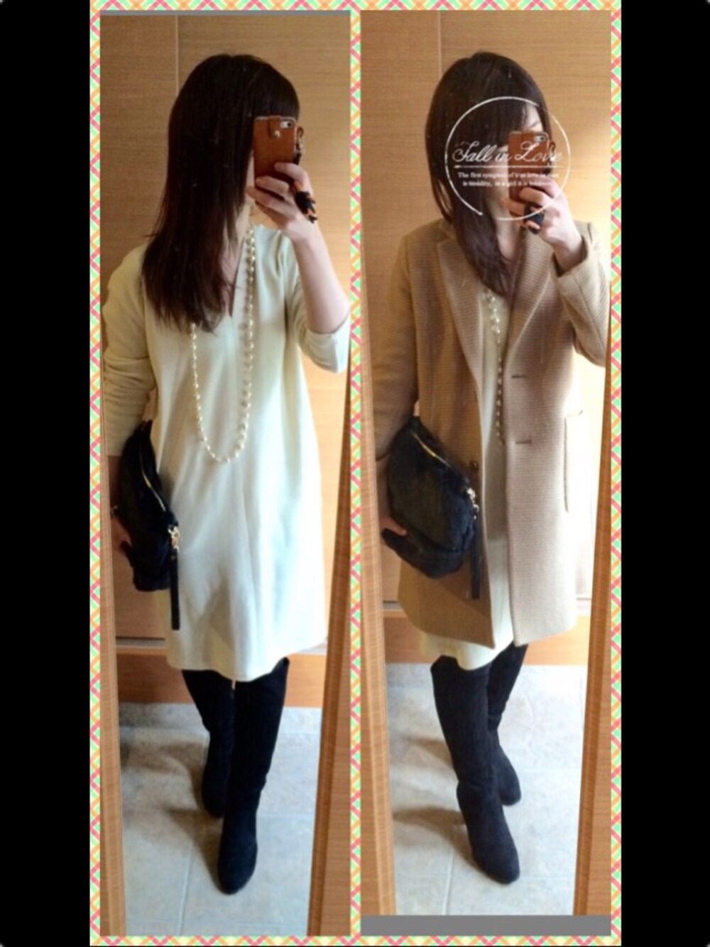 「STYLE DELIのアイテム（ワンピース、ホワイト系）」を使った、mayさん（レディース・157cm）の冬コーディネートの1枚目の写真