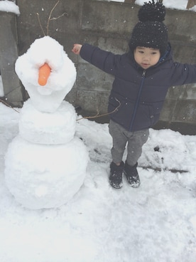 「雪だるま」｜sfuさん（キッズ・100cm）の冬コーディネート