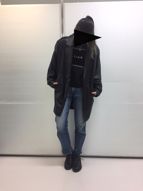 ①きちんとコーデをボーイフレンドデニムでカジュアルダウン