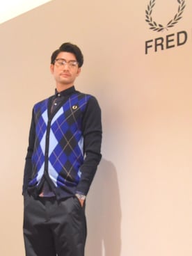 「FRED PERRY（フレッドペリー）のアイテム（カーディガン/ボレロ）」を使った、TKさん（メンズ・180cm）の秋コーディネート