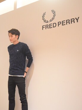 「FRED PERRY（フレッドペリー）のアイテム（ニット/セーター）」を使った、TKさん（メンズ・180cm）の秋コーディネート