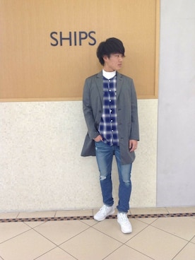 「シップスジェットブルー(SHIPS JET BLUE)」｜渡邊さん（メンズ・172cm）の冬コーディネート
