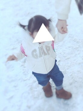 「fafa（フェフェ）のアイテム（バッグ）」を使った、panko◡̈さん（キッズ・80cm）の冬コーディネート