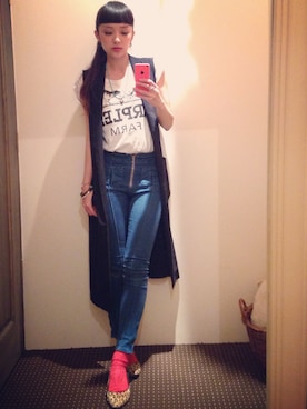 「hippiness（ヒッピネス）のアイテム（その他アウター）」を使った、marieさん（レディース・160cm）の春コーディネート
