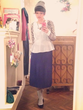 「タイツ×靴下」｜「アイテム（その他アウター）」を使った、marieさん（レディース・160cm）の冬コーディネート