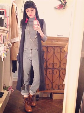 「hippiness（ヒッピネス）のアイテム（その他アウター）」を使った、marieさん（レディース・160cm）の秋コーディネート