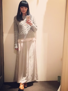 「キュプラ」｜「アイテム（ブーツ）」を使った、marieさん（レディース・160cm）の冬コーディネート