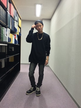 「D&G（ディーアンドジー）のアイテム（腕時計）」を使った、atsuki052さん（メンズ・165cm）の冬コーディネート
