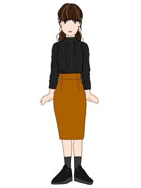 「黒ニット」｜ちほさん（レディース・161cm）の冬コーディネート