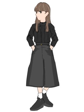 「黒ニット」｜ちほさん（レディース・161cm）の冬コーディネート