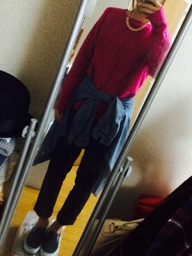 「VANS（バンズ）のアイテム（スニーカー、ブラック系）」を使った、yuyuさん（レディース・163cm）の秋コーディネート