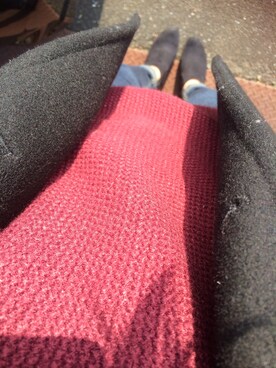 「H&M（エイチ・アンド・エム）のアイテム（ニット/セーター、レッド系）」を使った、yuyuさん（レディース・163cm）の冬コーディネート