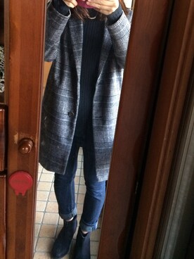 「LOWRYS FARM（ローリーズファーム）のアイテム（ブーツ、ブラック系）」を使った、yuyuさん（レディース・163cm）の冬コーディネート