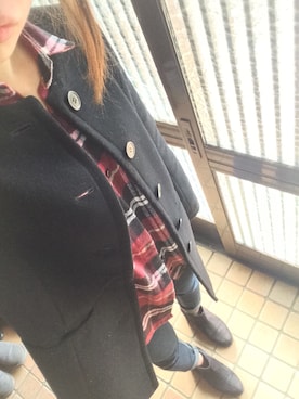 「MOUSSY（マウジー）のアイテム（シャツ/ブラウス、レッド系）」を使った、yuyuさん（レディース・163cm）の冬コーディネート