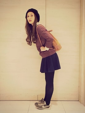 「NIKE（ナイキ）のNIKE PRE MONTREAL RACER VNTG（スニーカー）」を使った、秦麻里子さん（レディース・170cm）の秋コーディネート