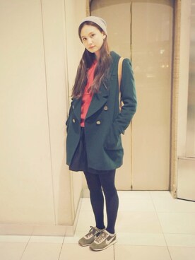 「NIKE（ナイキ）のNIKE PRE MONTREAL RACER VNTG（スニーカー）」を使った、秦麻里子さん（レディース・170cm）の秋コーディネート