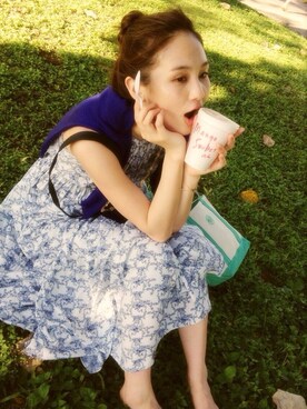 「L.L.Bean（エルエルビーン）のL.L.Bean トート（トートバッグ、グリーン系）」を使った、秦麻里子さん（レディース・170cm）の冬コーディネート