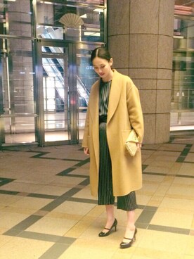 「DOMENICO+SAVIO（ドメニコアンドサビオ）のアイテム（パンツ）」を使った、秦麻里子さん（レディース・170cm）の冬コーディネート