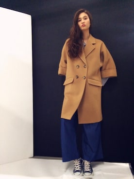 「BLACK BY MOUSSY（ブラックバイマウジー）のアイテム（その他アウター）」を使った、秦麻里子さん（レディース・170cm）の春コーディネート